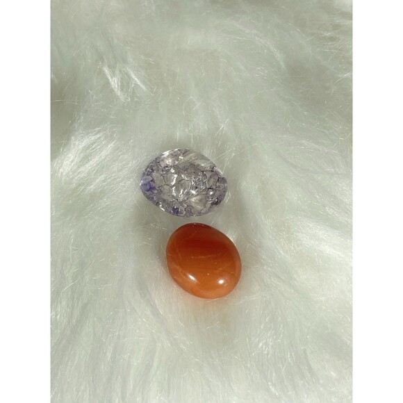 Jewelry - Crystal Bundle Orange Chalcedony Purple Crackle Quartz Glass Palm Stones Lot 2